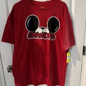 NEW Official Disney Mickey Mouse Ears Grandpa Shirt XL Red NWT 90 Years Tag